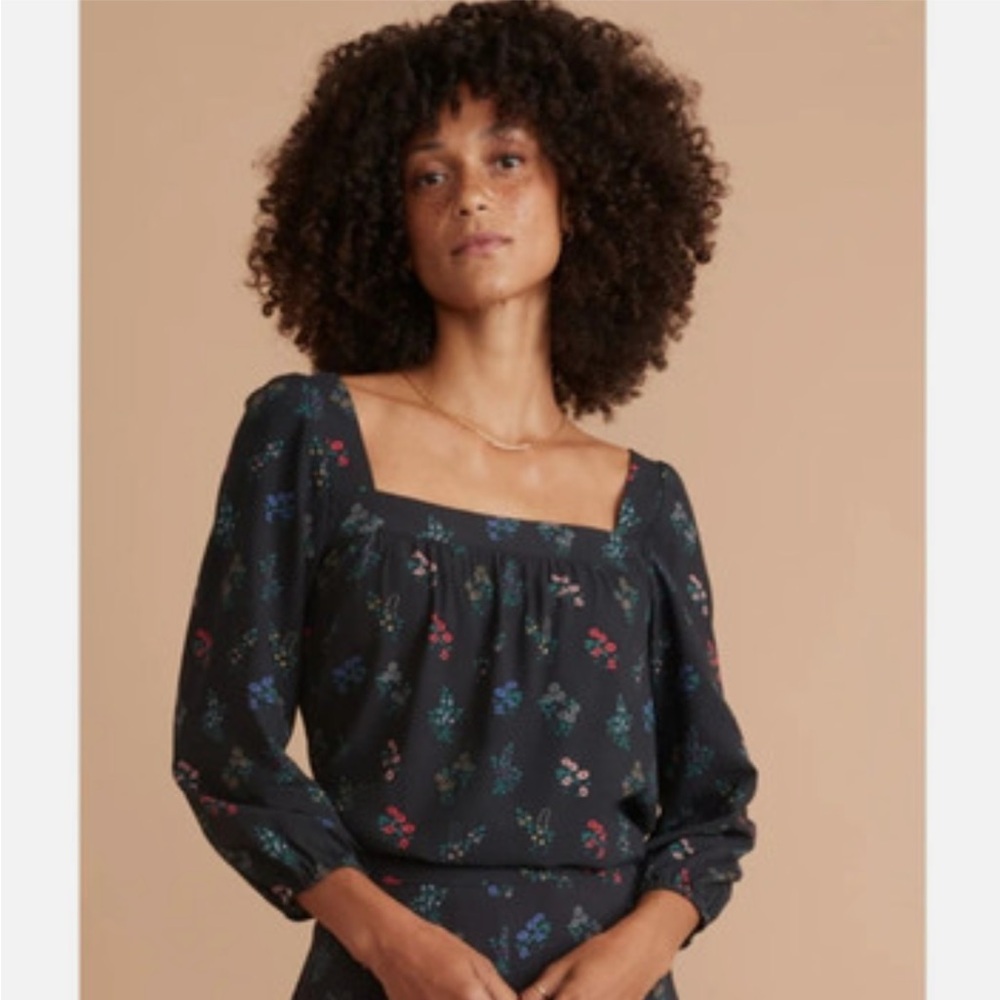 Marine Layer Annabella Square Neck Floral Print Top
